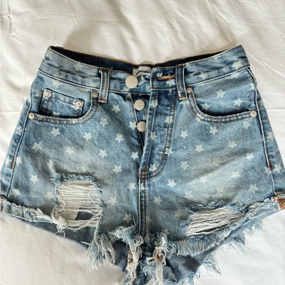 Superdown Blue Jean Shorts Distressed Vintage Style